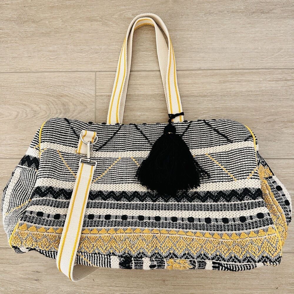 Handcrafted in India Southwestern Boho Shoulder Bag Tote Embroidered Yellow